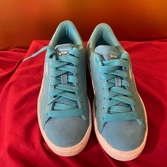 New Puma suede Sneakers - Aqua and White 6.5 youth - Picture 5 of 5